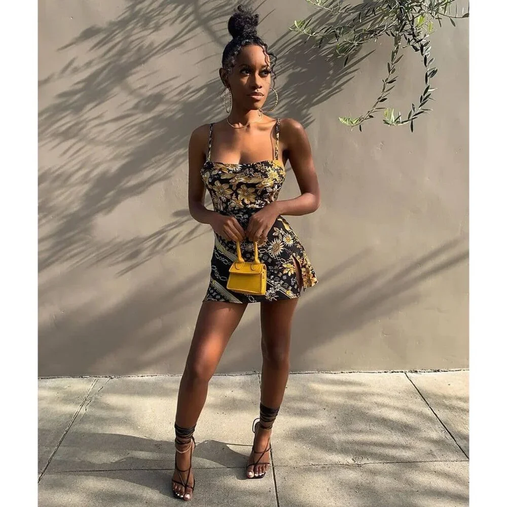 Princess Polly Printed Chains & Floral Satin Adjustable Straps Sexy Mini Dress - Picture 11 of 15